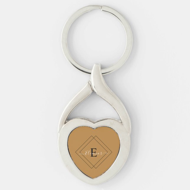 Personalisierte Twisted Heart Keychain mit Name Schlüsselanhänger (Vorderseite)