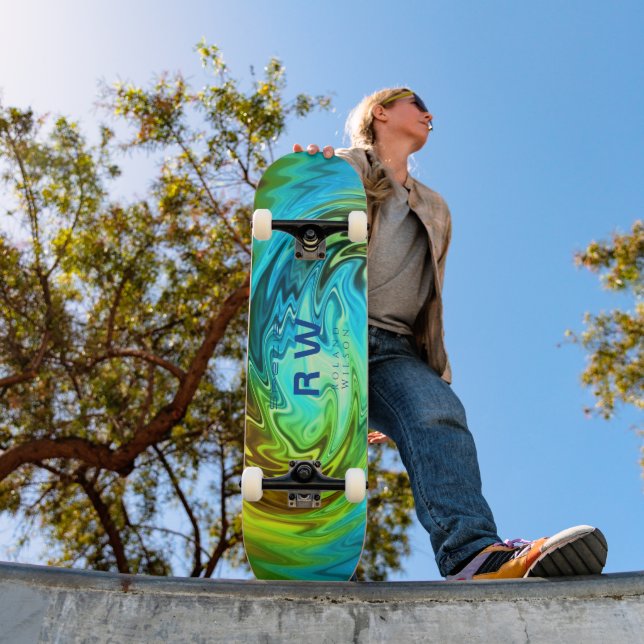 Personalisierte Twisted Liquid Multicolors Skateboard (Außenbereich 1)