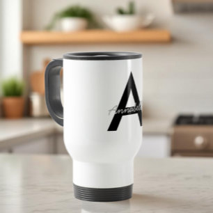 Personalisierte Typografie Monogram Travel Mug Reisebecher