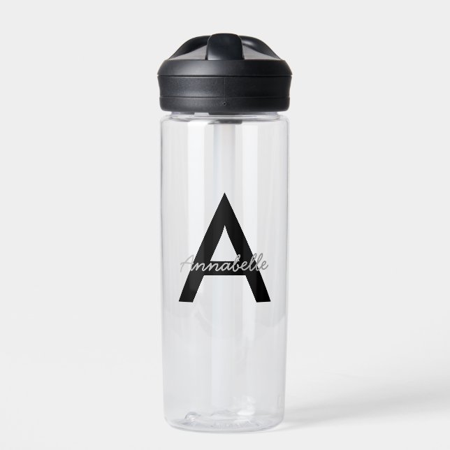 Personalisierte Typografie Monogramm Trinkflasche (Vorderseite)