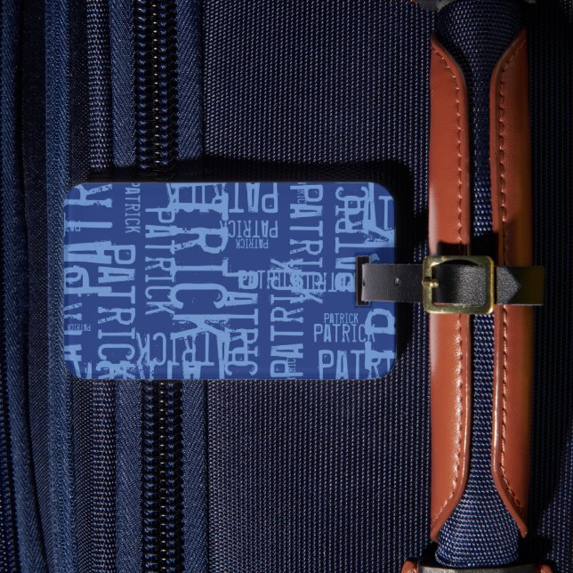 Personalisierte Typografie Muster für BLUE-Bezeich Gepäckanhänger (Vorderseite Insitu 4)