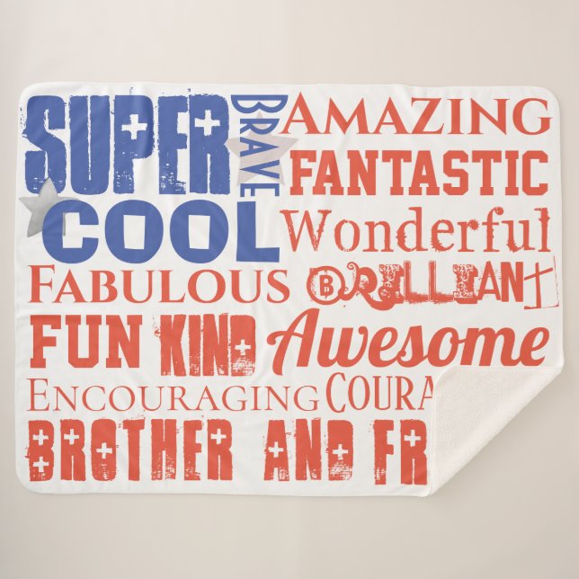 Personalisierte Typografie Subway Art USA Flag Sherpadecke (Vorderseite (Horizontal))