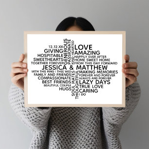 Personalisierte Typografie Word Cloud für Paare Poster