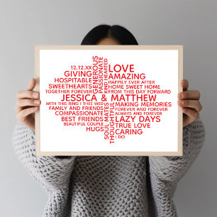 Personalisierte Typografie-Wortwolke für Paare Poster