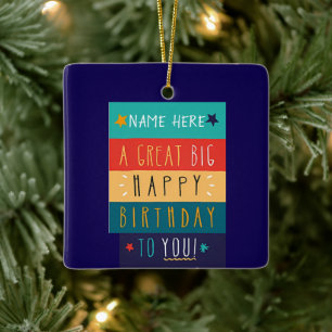 Personalisierte Typografie zum Geburtstag Keramikornament