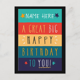 Personalisierte Typografie zum Geburtstag Postkarte