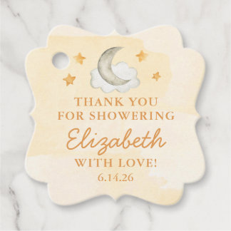 Personalisierte Über den Mond Baby Shower Geschenkanhänger
