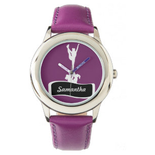 Personalisierte Uhr der lila Cheerleader