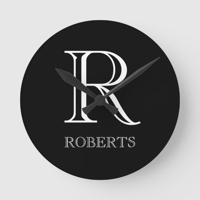 Personalisierte Uhr mit Initiale und Familiennamen (Vorderseite)