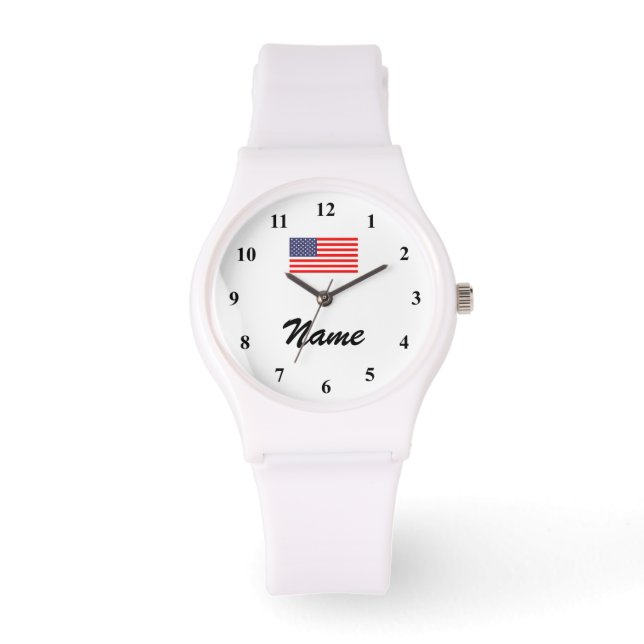 Personalisierte Uhr mit Namen und amerikanischer F (Vorderseite)