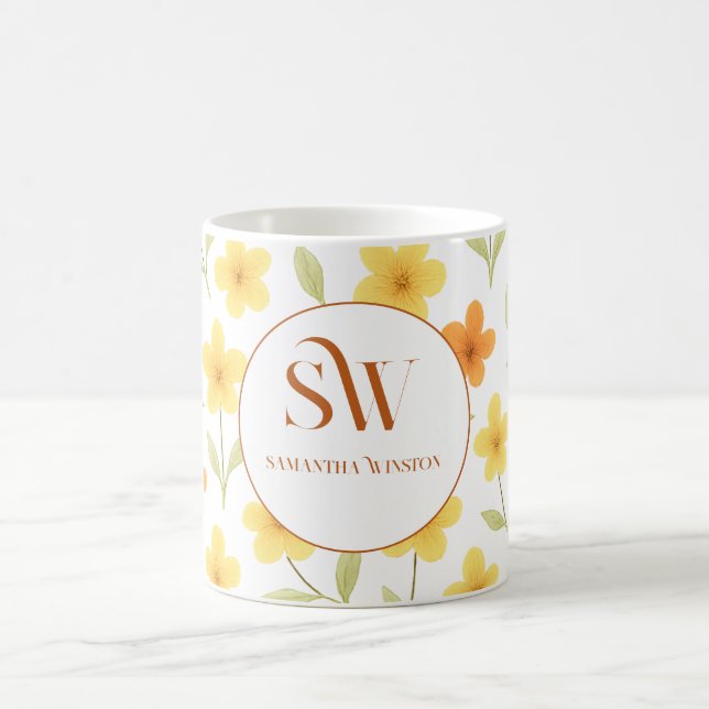 Personalisierte Umarmung mit orangefarbenen und ge Kaffeetasse (Mittel)