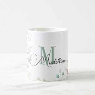Personalisierte Umarmung mit wild lebenden Blume u Kaffeetasse