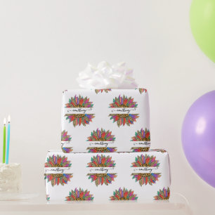 Personalisierte Umhüllung aus Regenbogen und Leopa Geschenkpapier