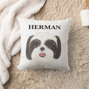 Personalisierte, umkehrbare Schwarz-Weiß-Shih-Tzu Kissen