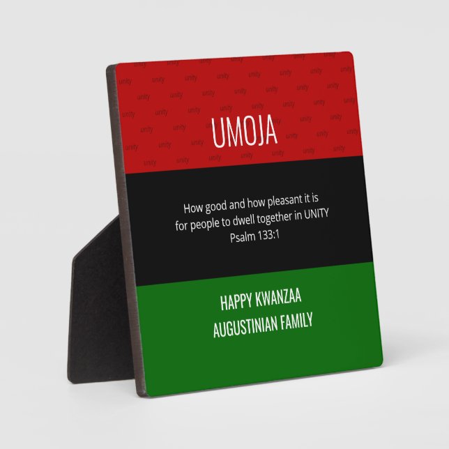 Personalisierte UMOJA Unity Happy Kwanzaa Plaque Fotoplatte (Vorderseite)
