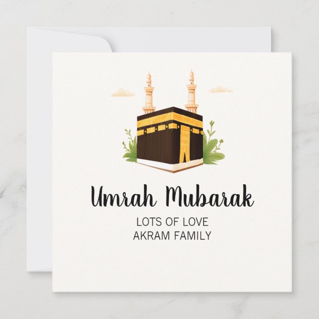 Personalisierte Umrah Hajj Mubarak Islamische Kart Dankeskarte (Vorderseite)