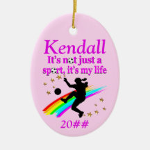 PERSONALISIERTE UND DATED MIRL'S SOCCER ORNAMENT