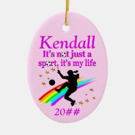 PERSONALISIERTE UND DATED MIRL'S SOCCER ORNAMENT