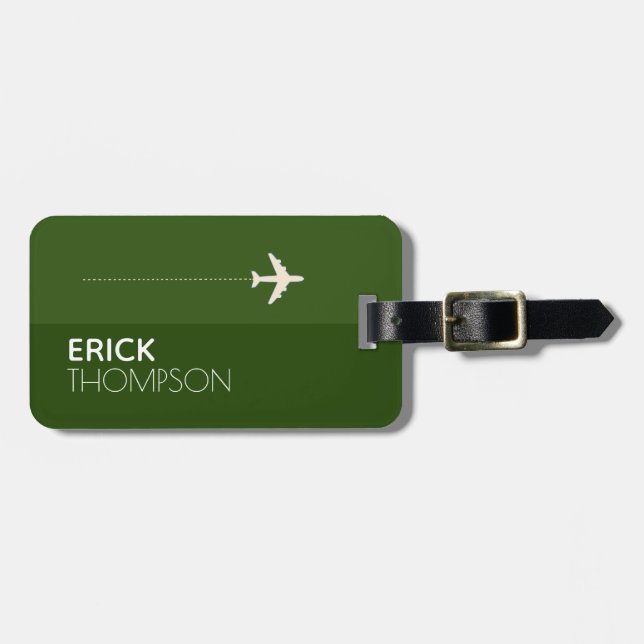 Personalisierte und elegante Green Luggage-Tag Gepäckanhänger (Vorderseite horizontal)