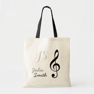 personalisierte und stilvolle schwarze g-clef-Note Tragetasche