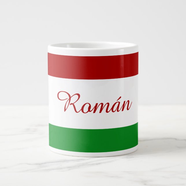 Personalisierte ungarische Flagge Jumbo-Tasse (Vorderseite)