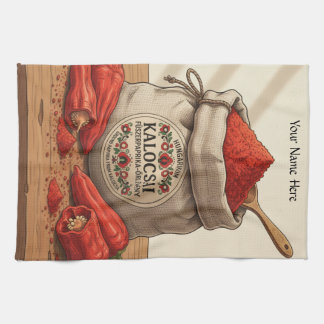 Personalisierte ungarische Kalocsai Paprika-Schürz Geschirrtuch