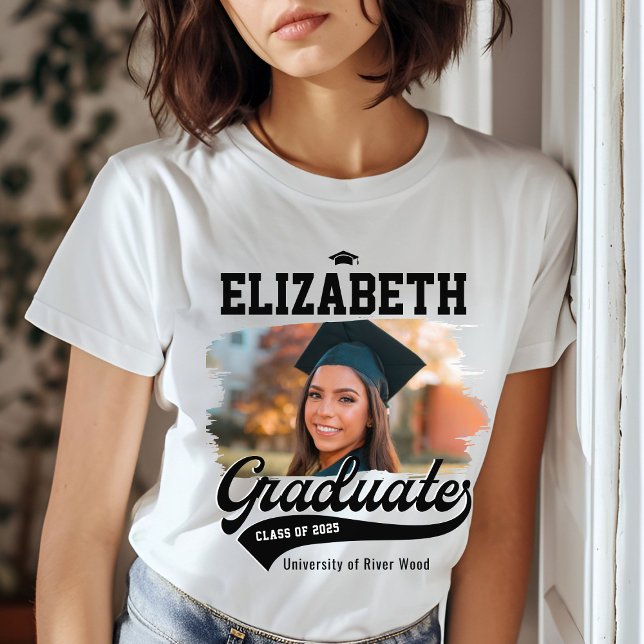 Personalisierte Uni Graduate Foto Abschluss T-Shirt (Von Creator hochgeladen)