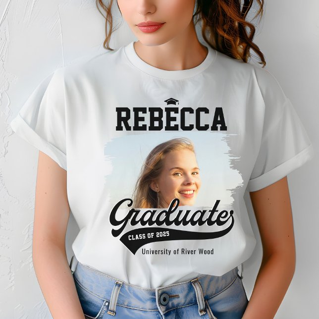 Personalisierte Uni Graduate Foto Abschluss T-Shirt (Von Creator hochgeladen)