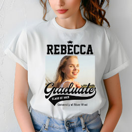 Personalisierte Uni Graduate Foto Abschluss T-Shirt