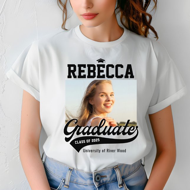 Personalisierte Uni Graduate Foto Abschluss T-Shirt (Von Creator hochgeladen)