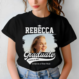 Personalisierte Uni Graduate Foto Abschluss T-Shirt
