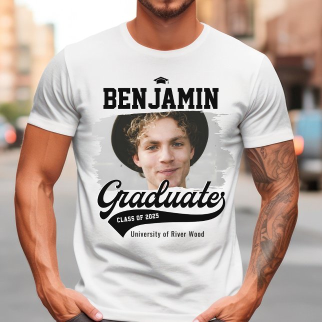 Personalisierte Uni Graduate Foto Abschluss T-Shirt (Von Creator hochgeladen)