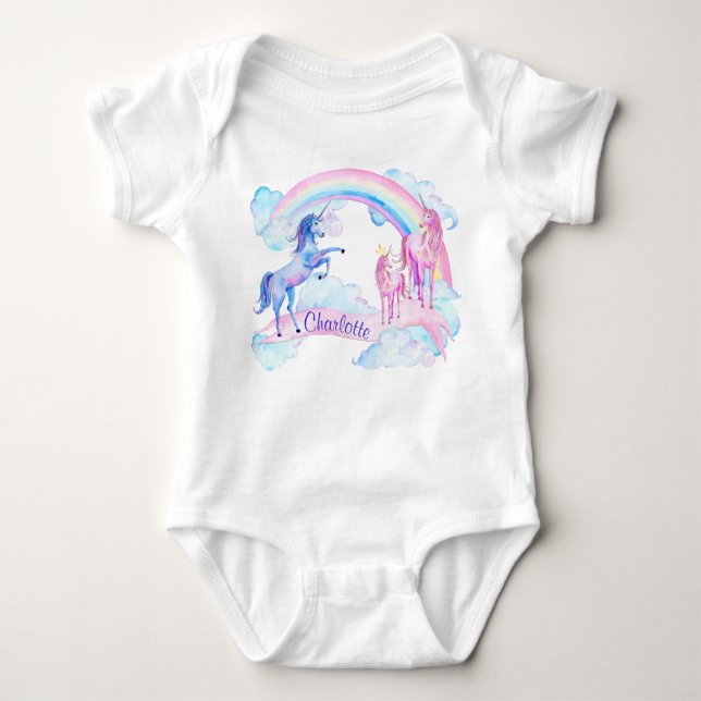 Personalisierte Unicorn Baby Girl Shirts (Vorderseite)