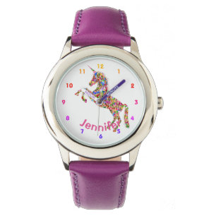 Personalisierte UNICORN Girls sehen Lila Armbanduhr