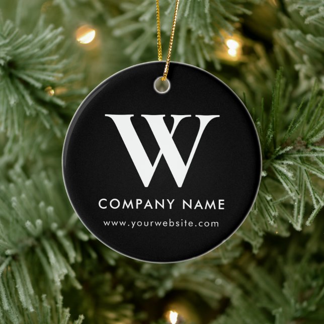 Personalisierte Unternehmens-Monogramm-Logo-Websit Keramik Ornament (Baum)