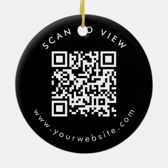 Personalisierte Unternehmens-QR-Code-Website Weihn Keramik Ornament (Hinten)