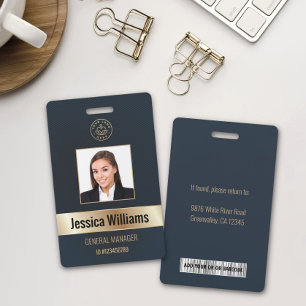 Personalisierte Unternehmensmitarbeiter Gold Blau Ausweis