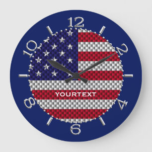 Personalisierte US-Flagge für Kohlenstofffaser wie Große Wanduhr