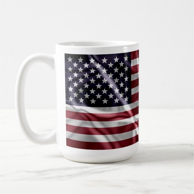 Personalisierte US-Flagge Red White Stripes Starry Kaffeetasse (Links)