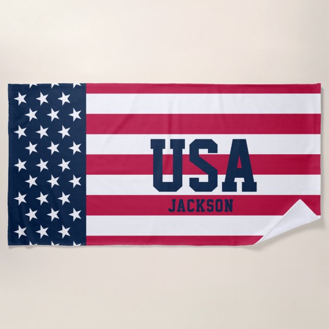 Personalisierte US Flagge US-Flagge Strandtuch (Vorderseite)