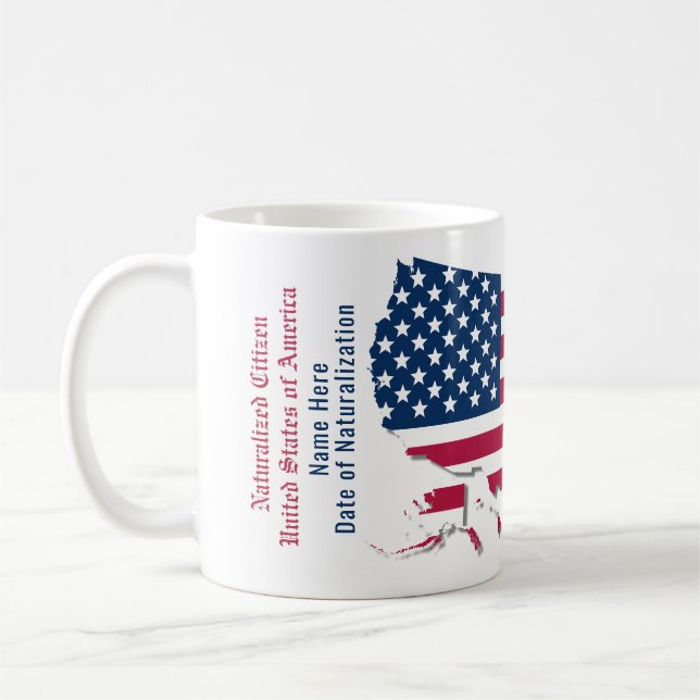 Personalisierte US-Flaggenkarte Naturalisierter Na Kaffeetasse (Links)