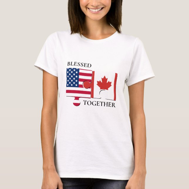 Personalisierte US-KANADA-Doppelflagge T-Shirt (Vorderseite)