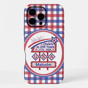 Personalisierte USA 250 – Patriotische Retro-Leuch iPhone 16 Pro Max Hülle