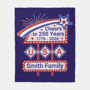 Personalisierte USA 250 – Patriotische Retro-Marki Fleecedecke