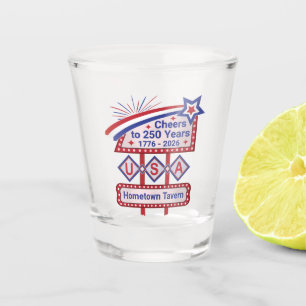Personalisierte USA 250 – Patriotische Retro-Marki Schnapsglas