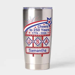 Personalisierte USA 250 – Patriotische Retro-Marki Thermobecher