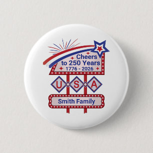 Personalisierte USA 250–Patriotische Retro-Markise Button