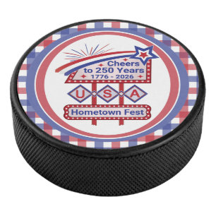 Personalisierte USA 250–Patriotische Retro-Markise Eishockey Puck