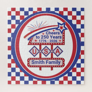 Personalisierte USA 250–Patriotische Retro-Markise Puzzle