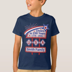 Personalisierte USA 250–Patriotische Retro-Markise T-Shirt